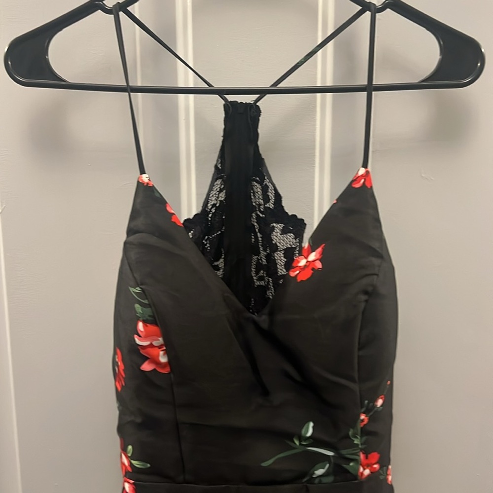 Floral Black Halter Dress - Picture 4 of 7
